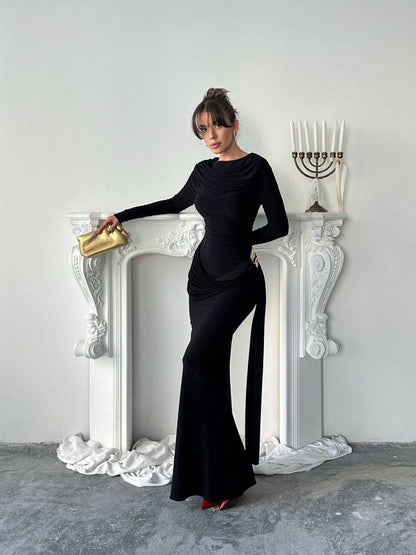 فستان لايكرا اسود - KP2238