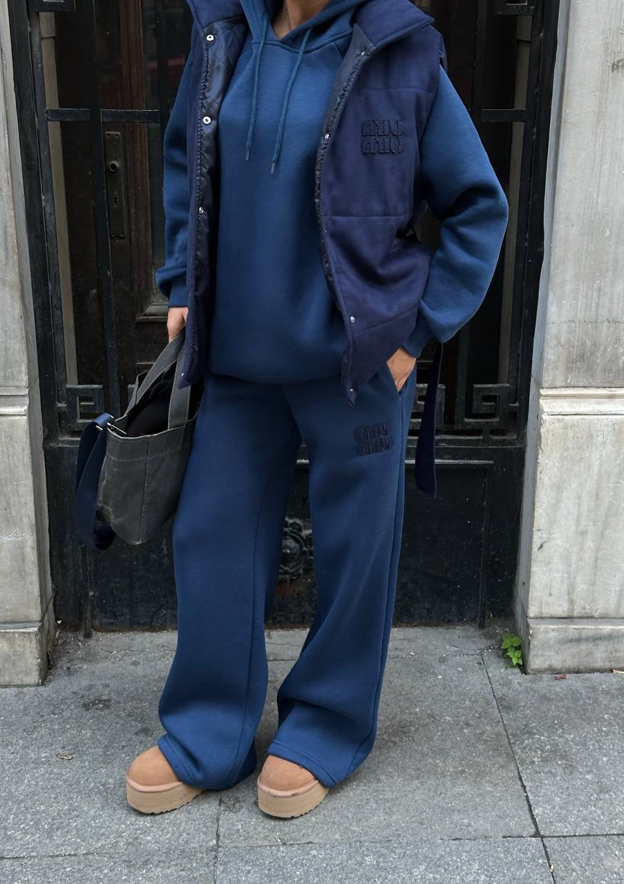 طقم 3 قطع كحلي Mui mui - KP1475