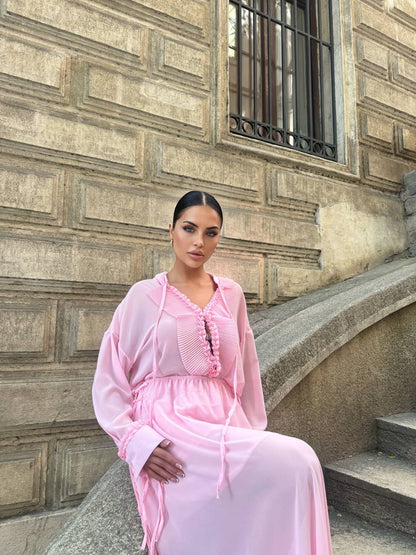 طقم شيفون زهري - KP1257