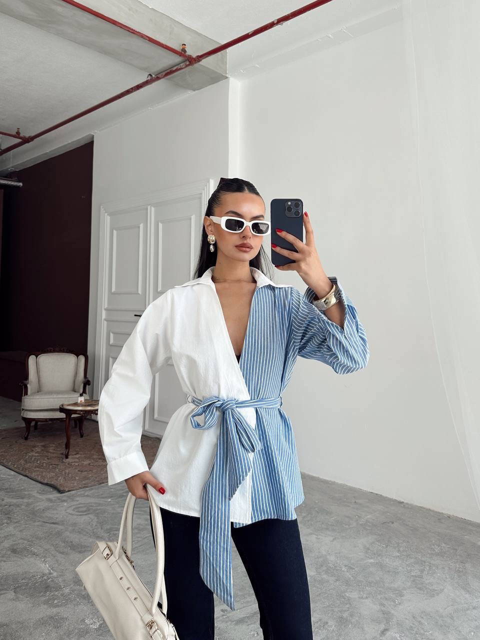 قميص مخطط ازرق - KP4182