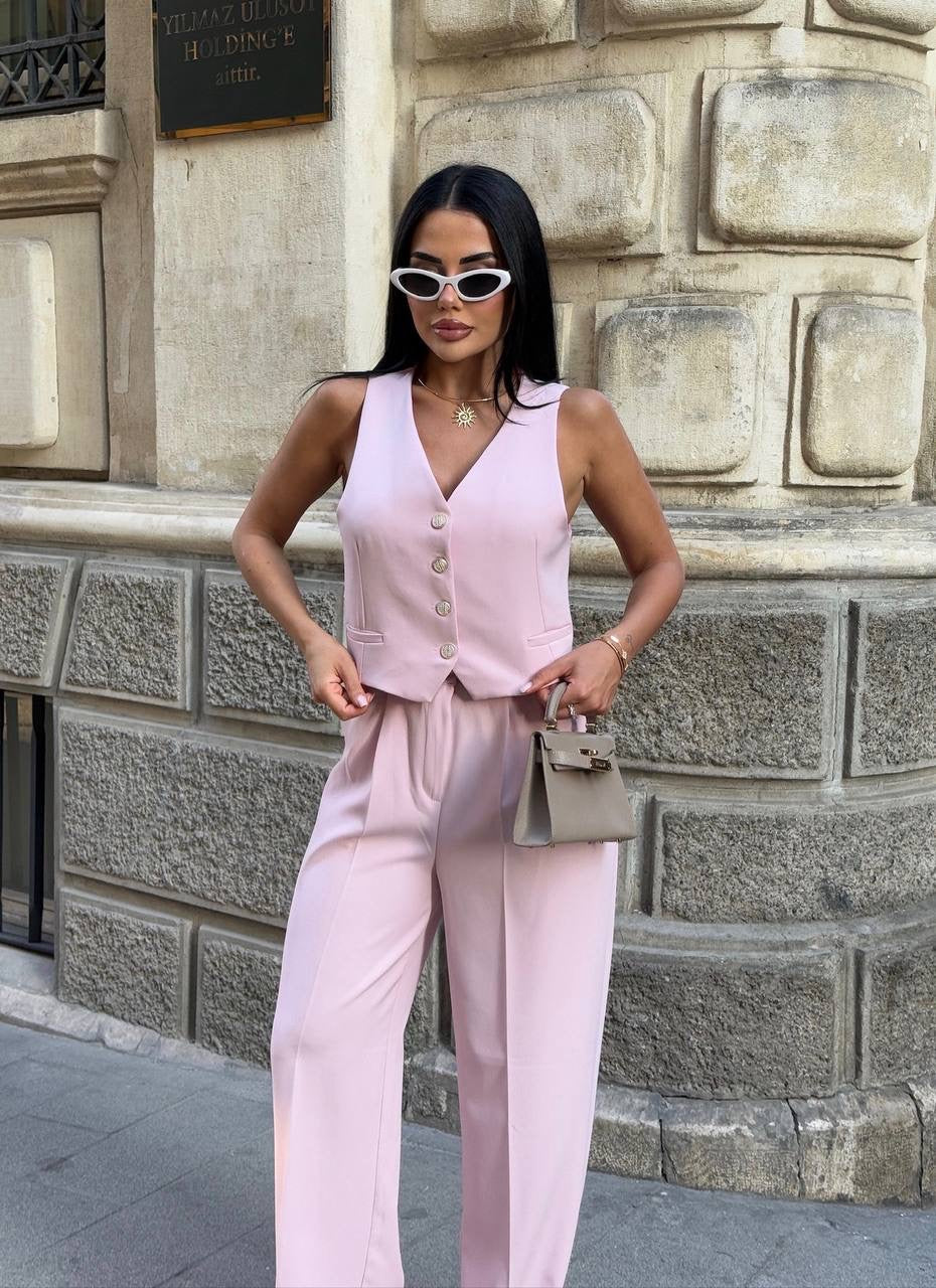 طقم ڤيست مع بنطلون زهري - KP1304