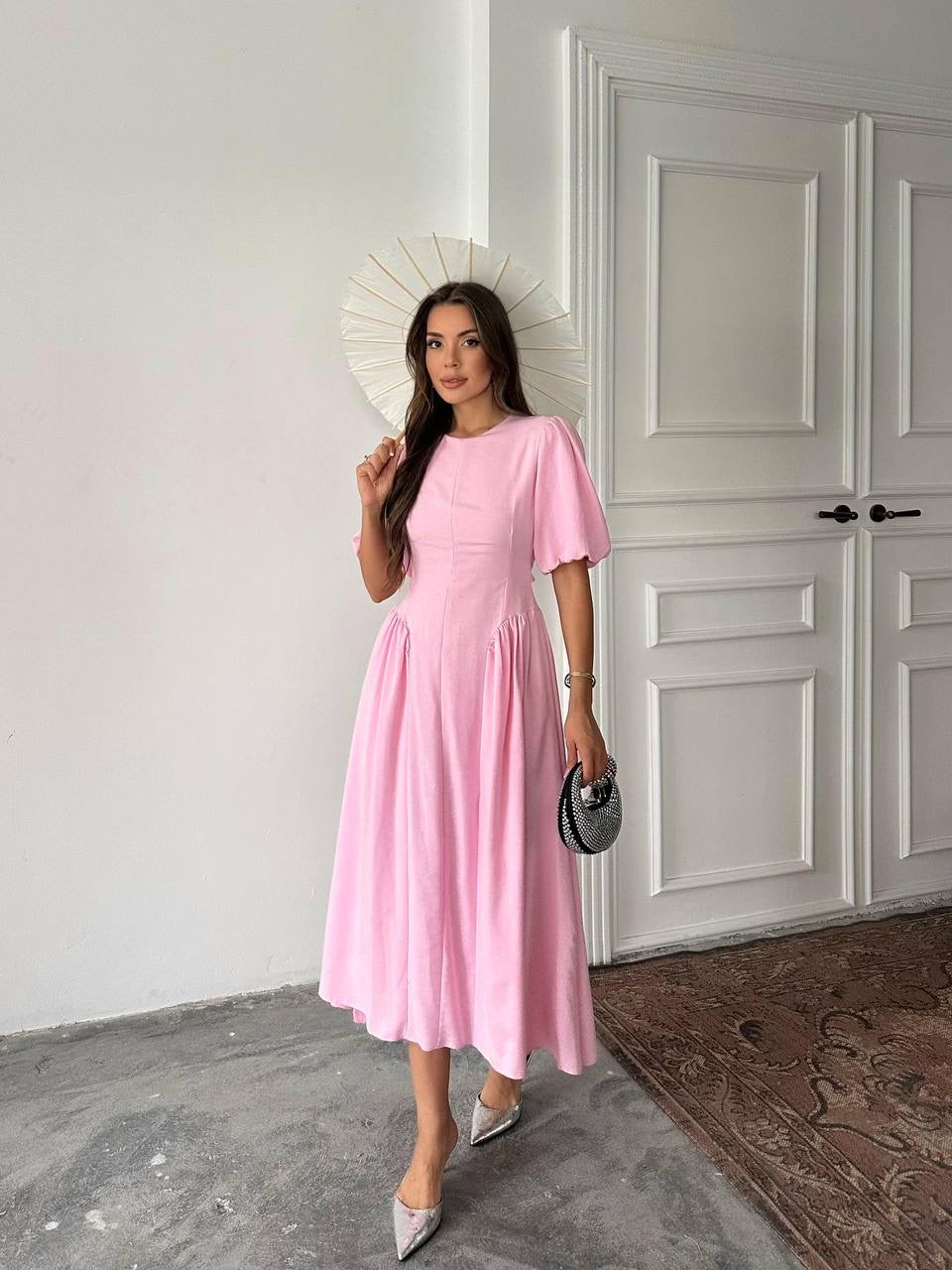 فستان ربط زهري - KP2155