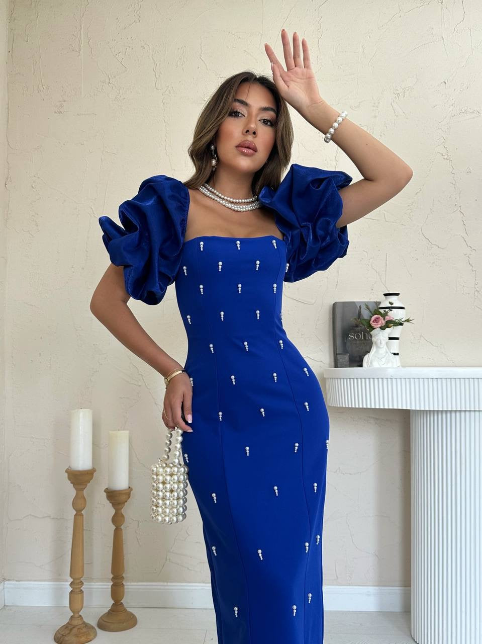 فستان نيلي بلولو - KP2197