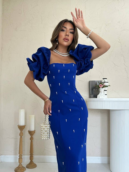 فستان نيلي بلولو - KP2197