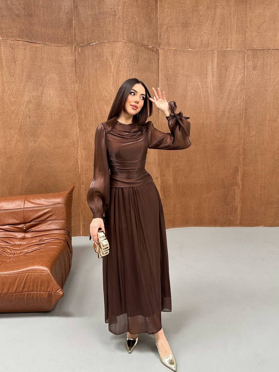 فستان بني - KP2230