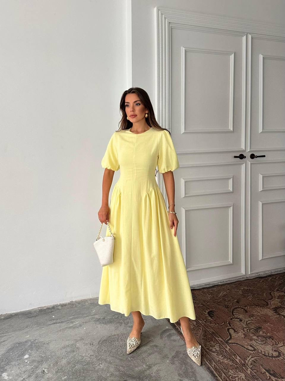 فستان ربط اصفر - KP2155