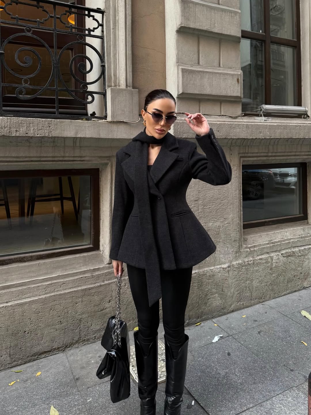 جكيت بليزر مع لفحة اسود - KP7155