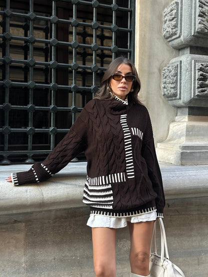 بلوزة بني مخططة - KP4293