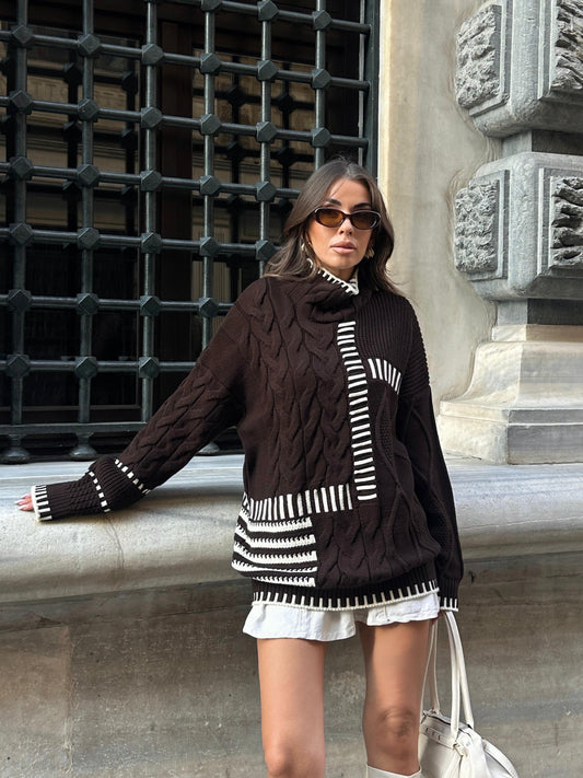 بلوزة بني مخططة - KP4293