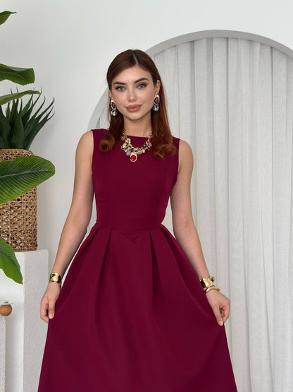 فستان عنابي - KP2182