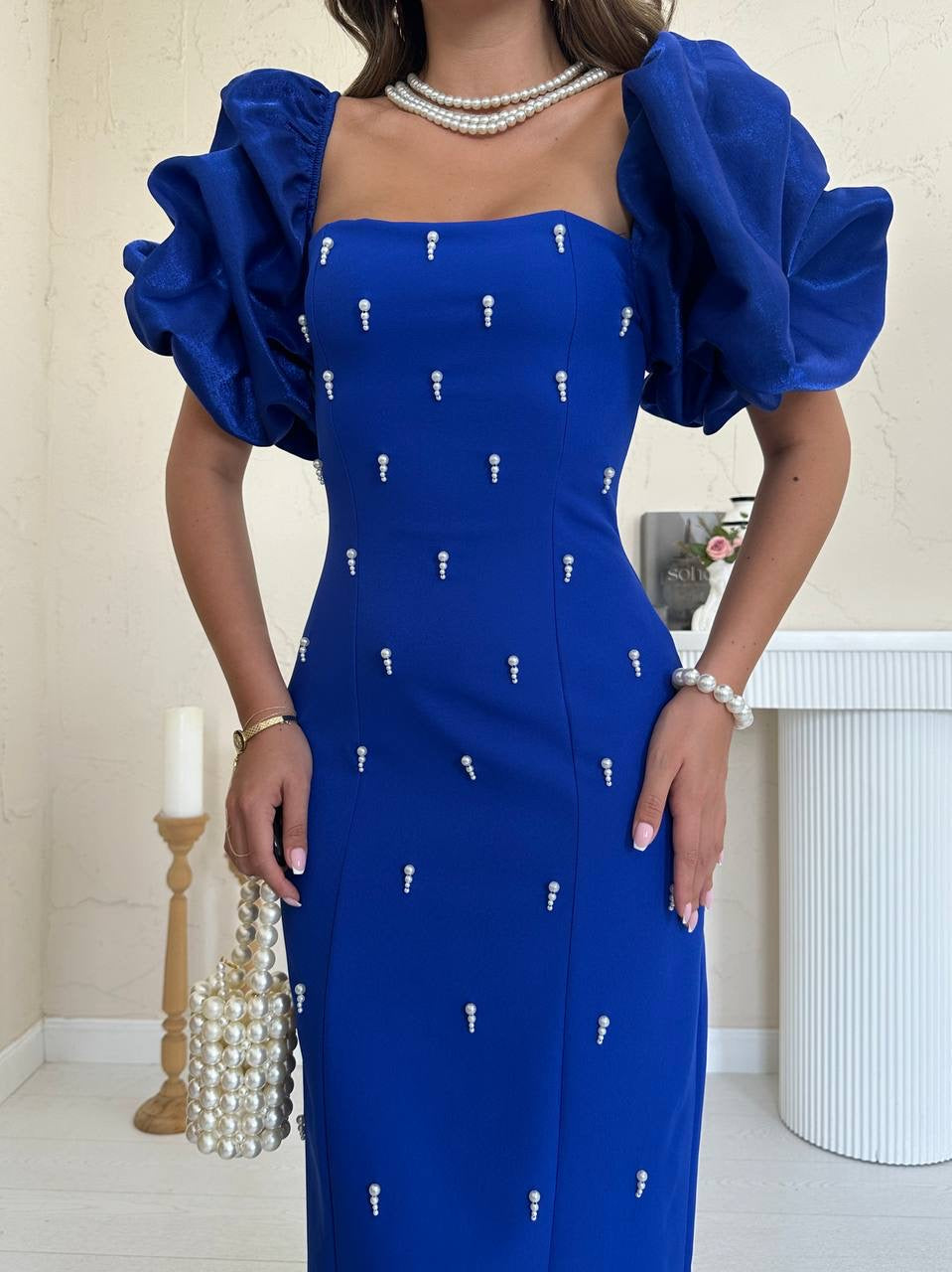 فستان نيلي بلولو - KP2197