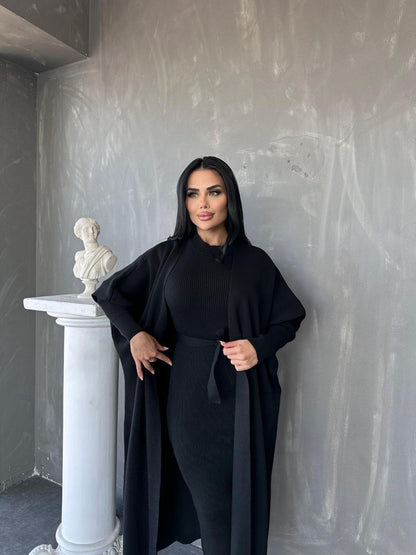 طقم اسود فستان مع جرزة - KP1433