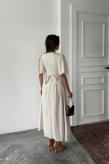 فستان ربط بيج - KP2155