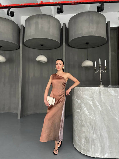 فستان ستان ملون - KP2132