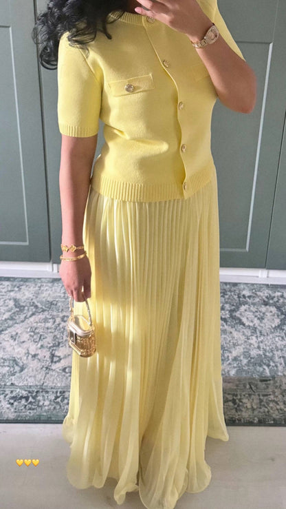 طقم جرزة مع تنورة اصفر - KP1378