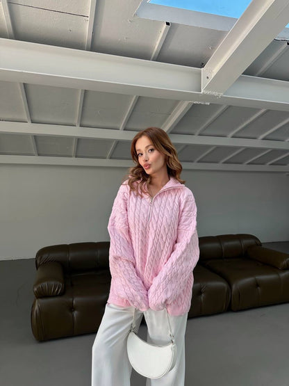 بلوزة زهري مجدلة بسحاب - KP4244