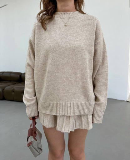 طقم تنورة مع بلوزة بيج - KP1091