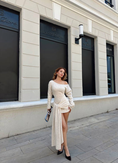 فستان بيج ربط مع لفحة - KP1367