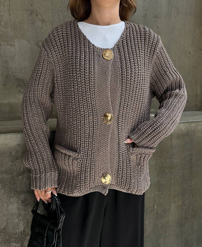 جرزة بيج غامق بأزرار ذهبي - KP4247