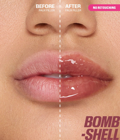 Huda Beauty FAUX FILLER Extra Shine Lip Gloss BOMBSHELL - KB