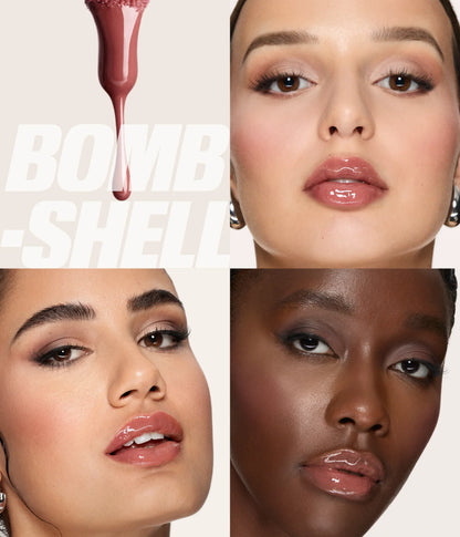 Huda Beauty FAUX FILLER Extra Shine Lip Gloss BOMBSHELL - KB