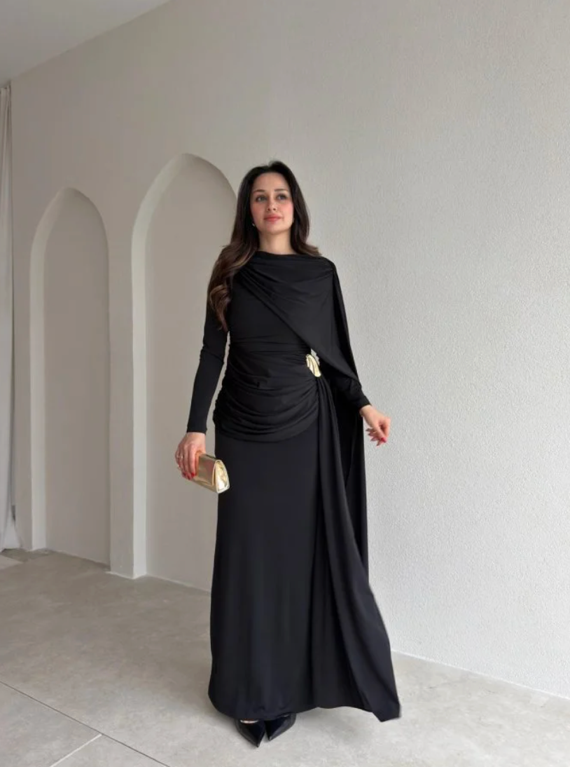 فستان لايكرا اسود - KP2317
