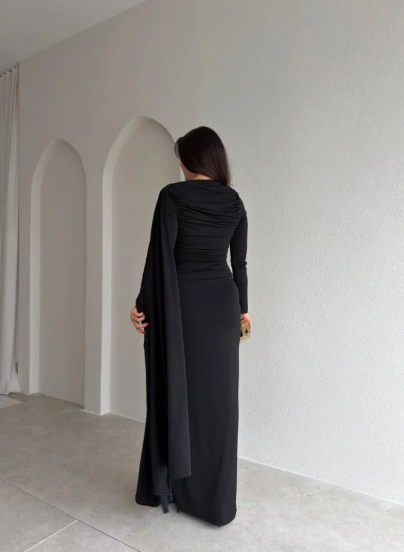 فستان لايكرا اسود - KP2317