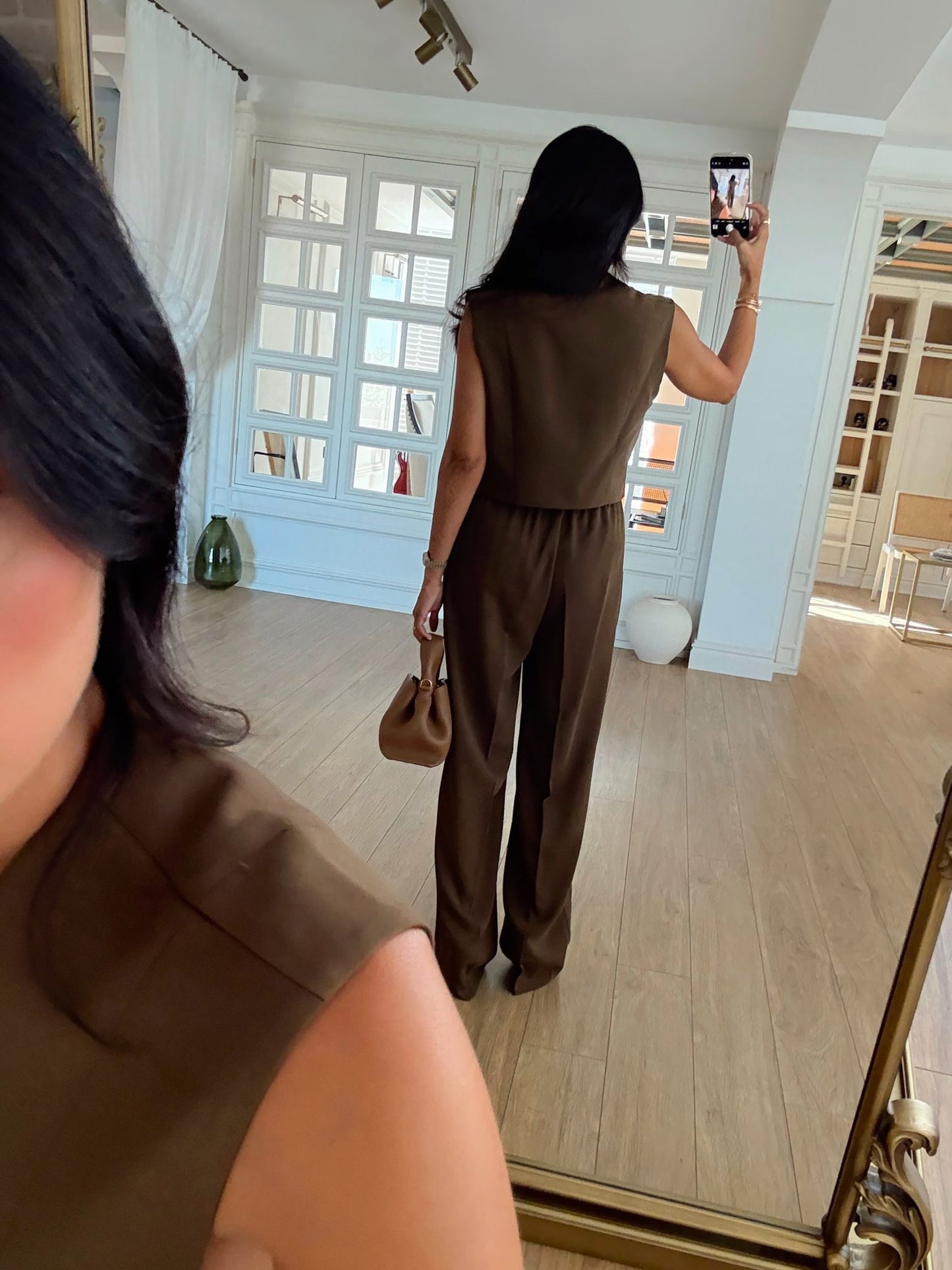 طقم ڤيست مع بنطلون زيتي - KP1345