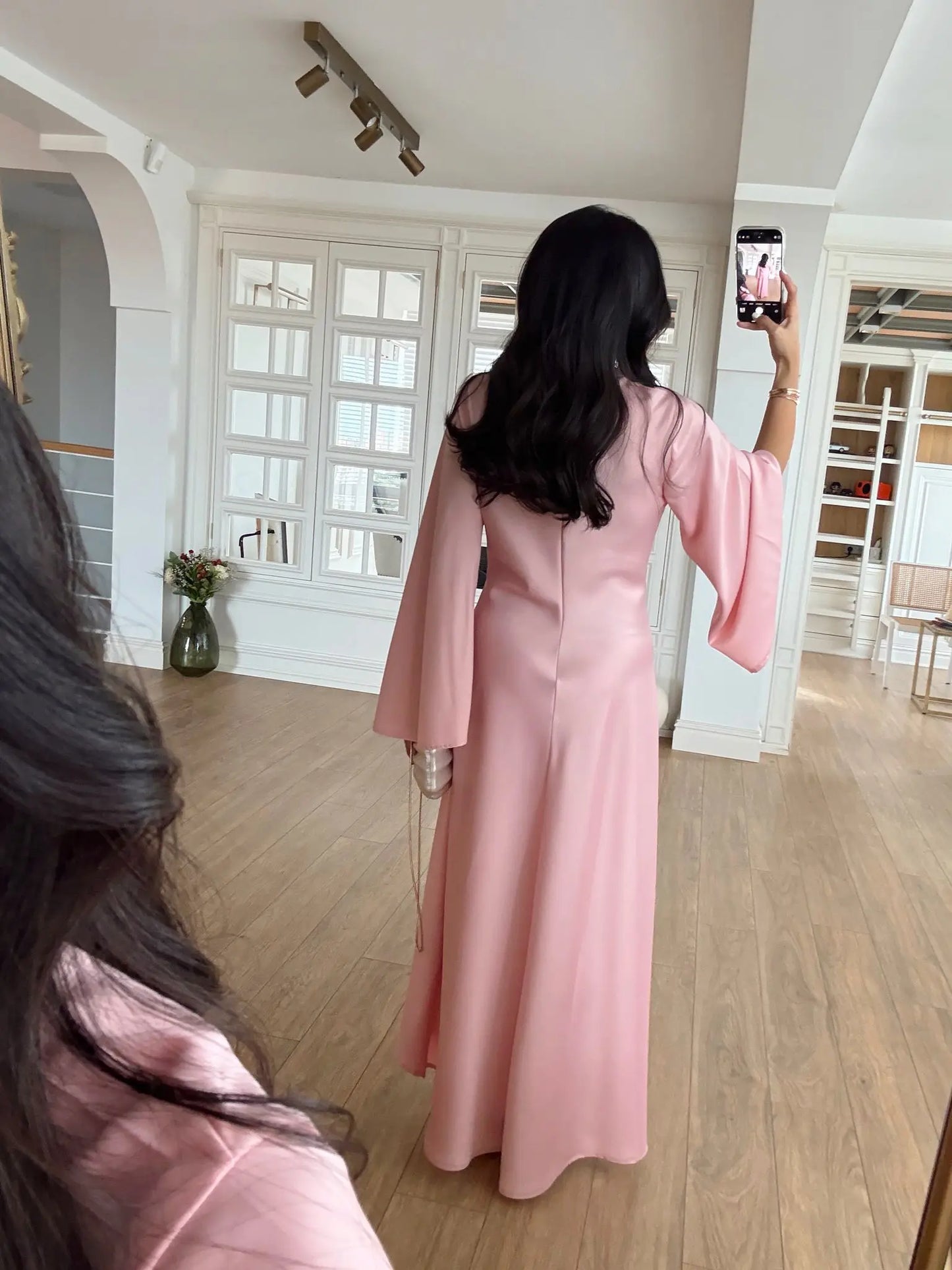 فستان ستان زهري - KP2135