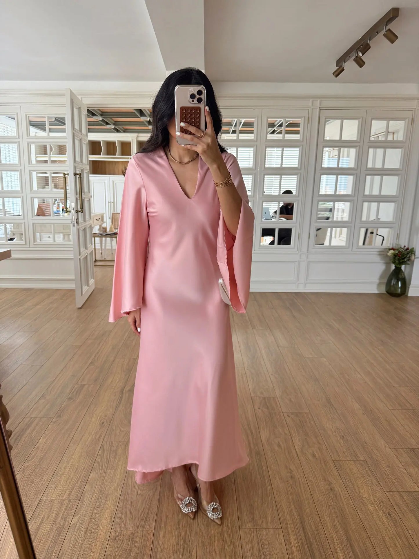 فستان ستان زهري - KP2135