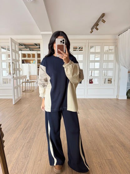 طقم تريننج كحلي وبيج - KP1450