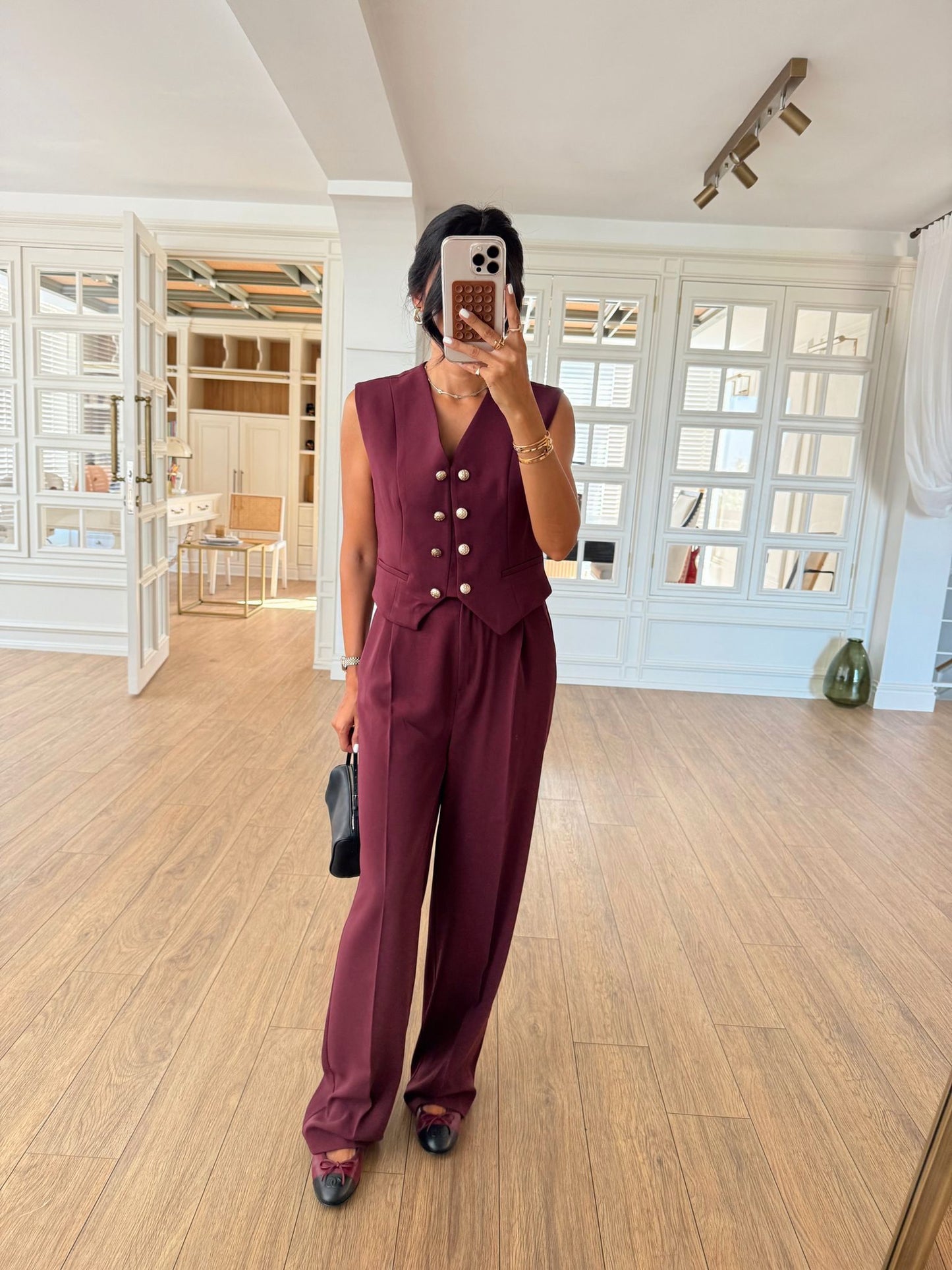 طقم ڤيست مع بنطلون خمري - KP1345