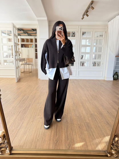 طقم بني بسحاب - KP1435