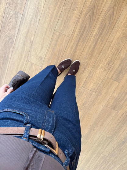 بنطلون جينز بحزام بني - KP5066