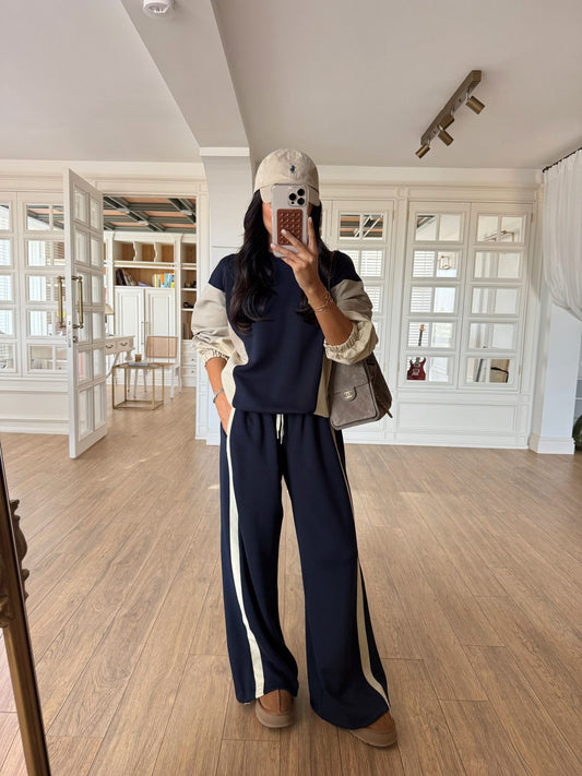 طقم تريننج كحلي وبيج - KP1450