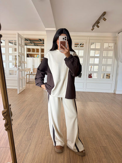 طقم تريننج بني وبيج - KP1450