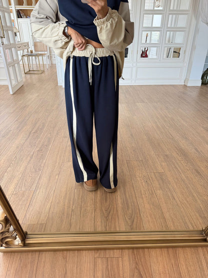 طقم تريننج كحلي وبيج - KP1450