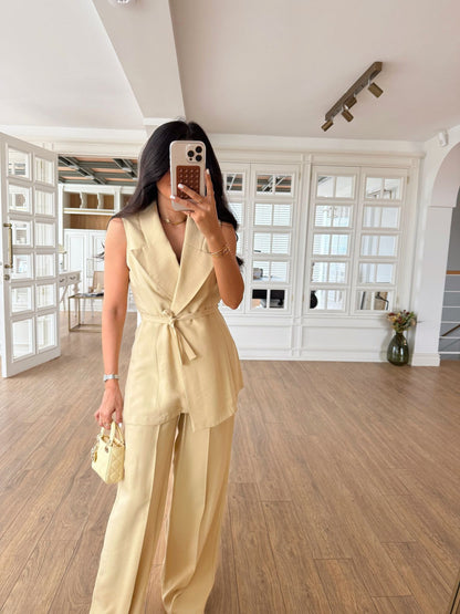 طقم كيمونر مع بنطلون ليموني - KP1352