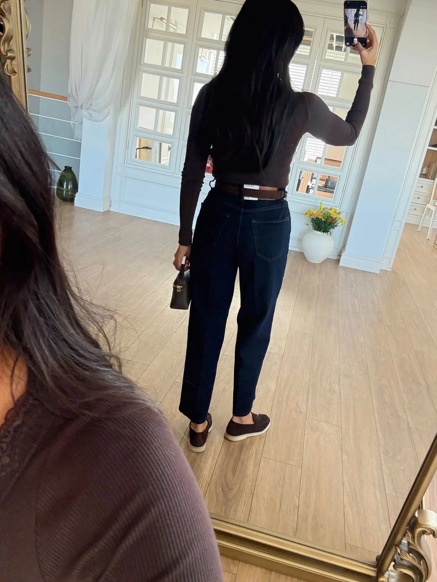 بنطلون جينز بحزام بني - KP5066