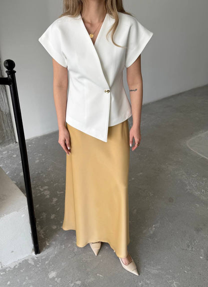 تنورة ستان مكسي ذهبي - KP6005