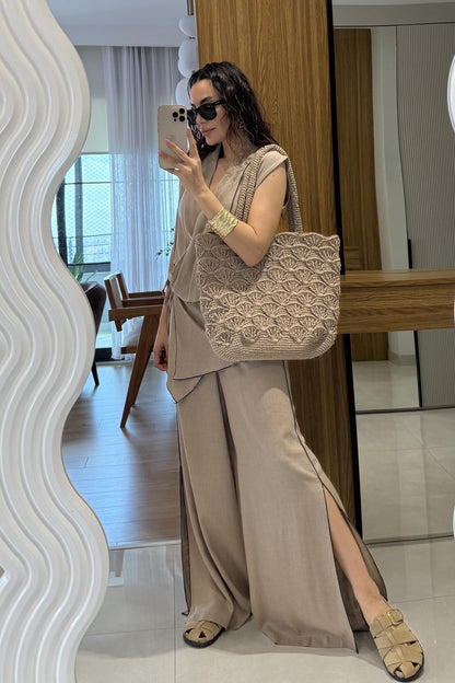 طقم كيمونو بني - KP1259