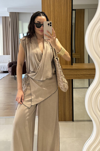 طقم كيمونو بني - KP1259