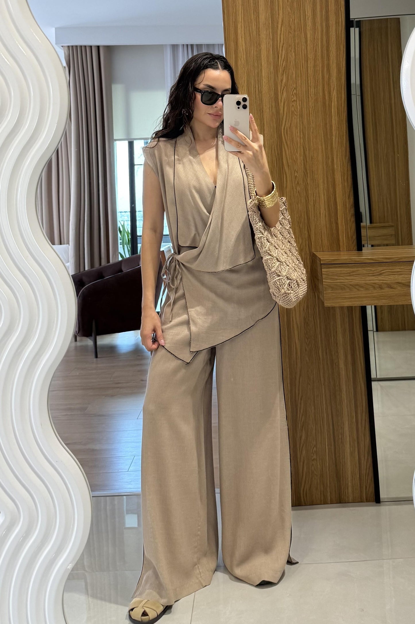 طقم كيمونو بني - KP1259