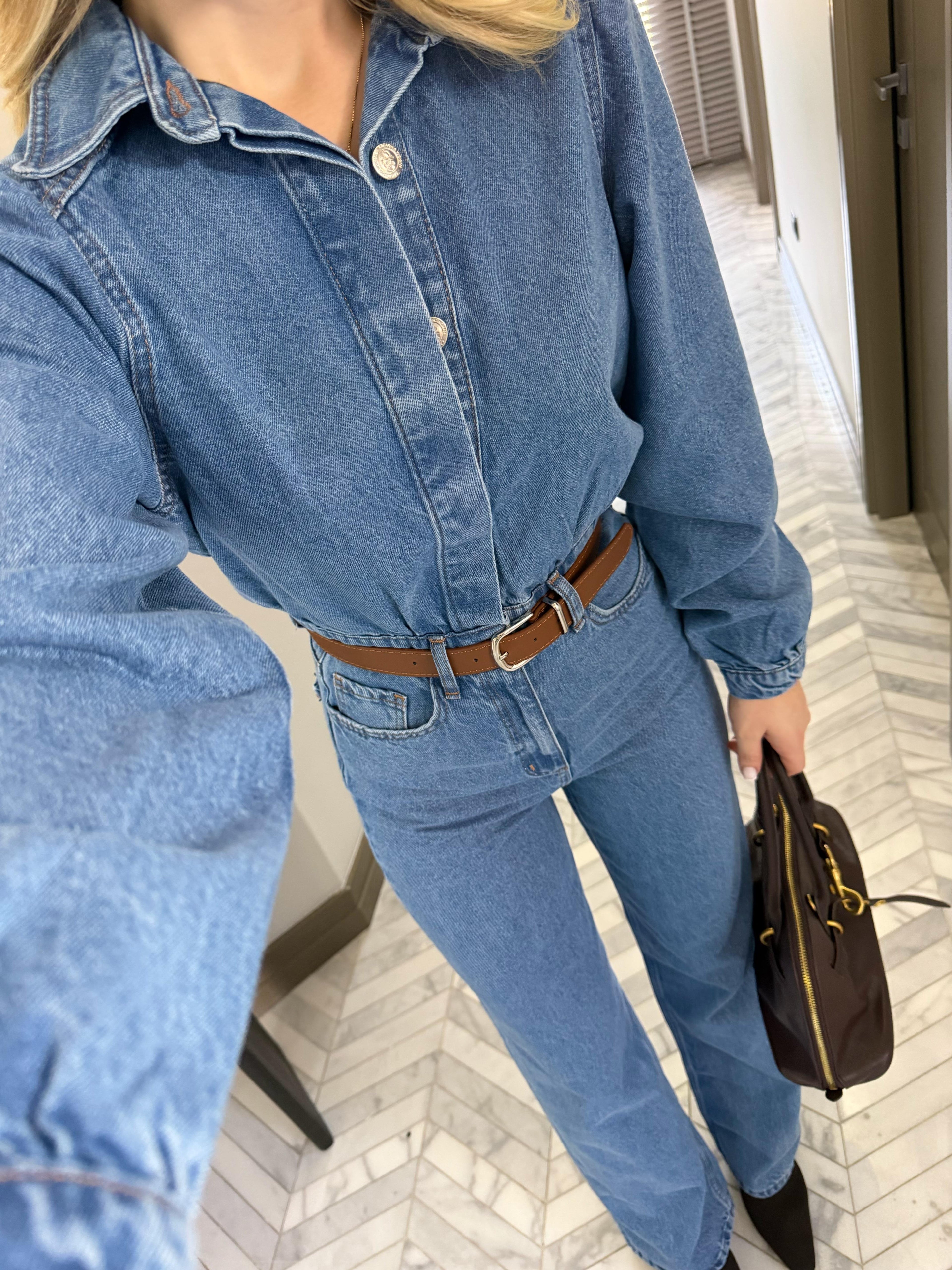 جمبسوت جينز فاتح بحزام - KP3031