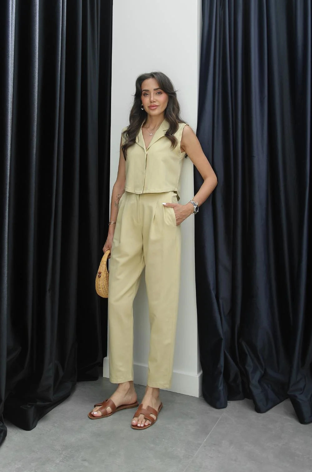 طقم ڤيست مع بنطلون ليموني - KP1067