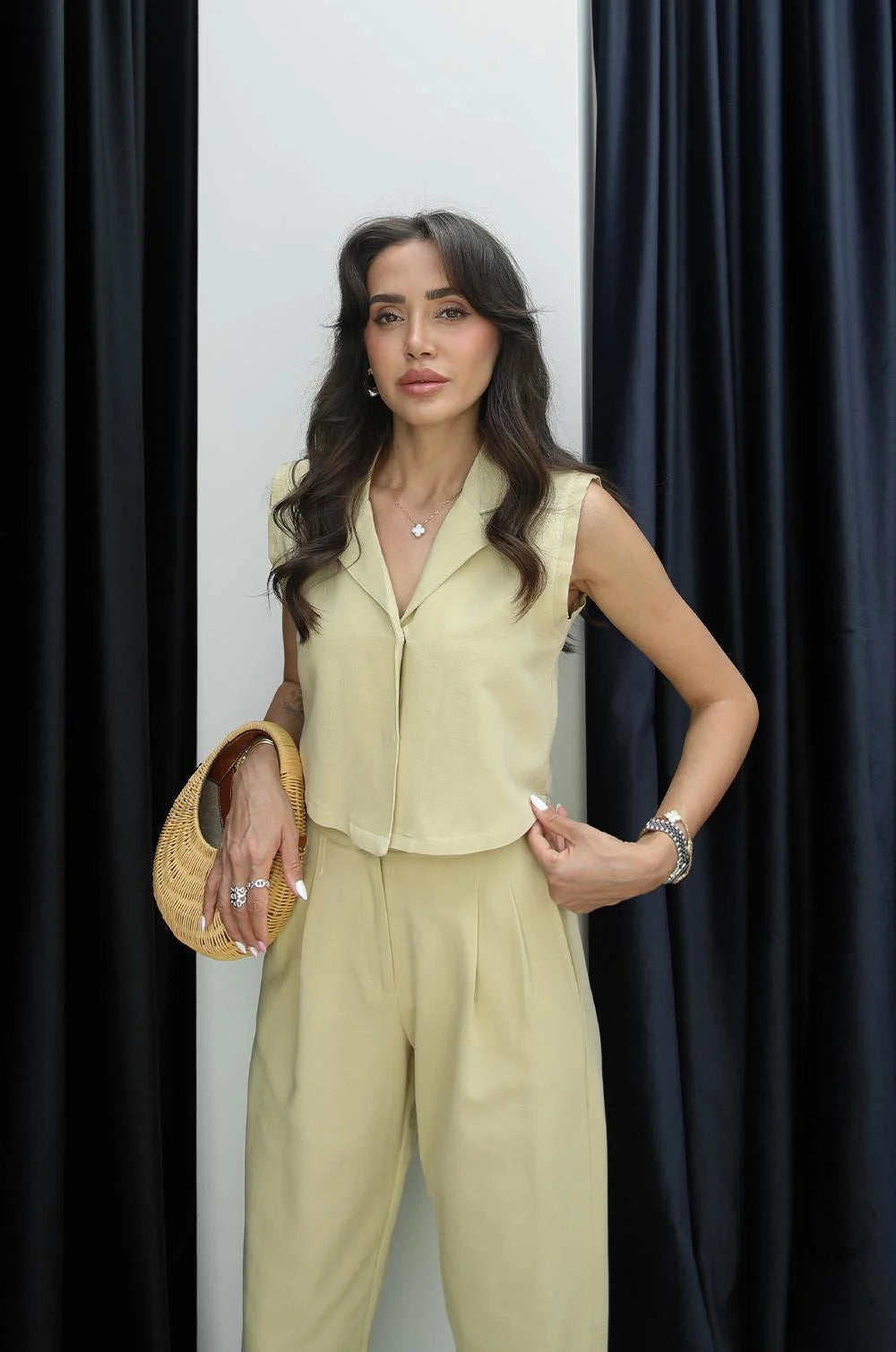 طقم ڤيست مع بنطلون ليموني - KP1067