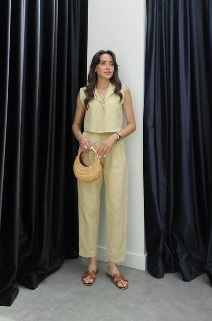 طقم ڤيست مع بنطلون ليموني - KP1067