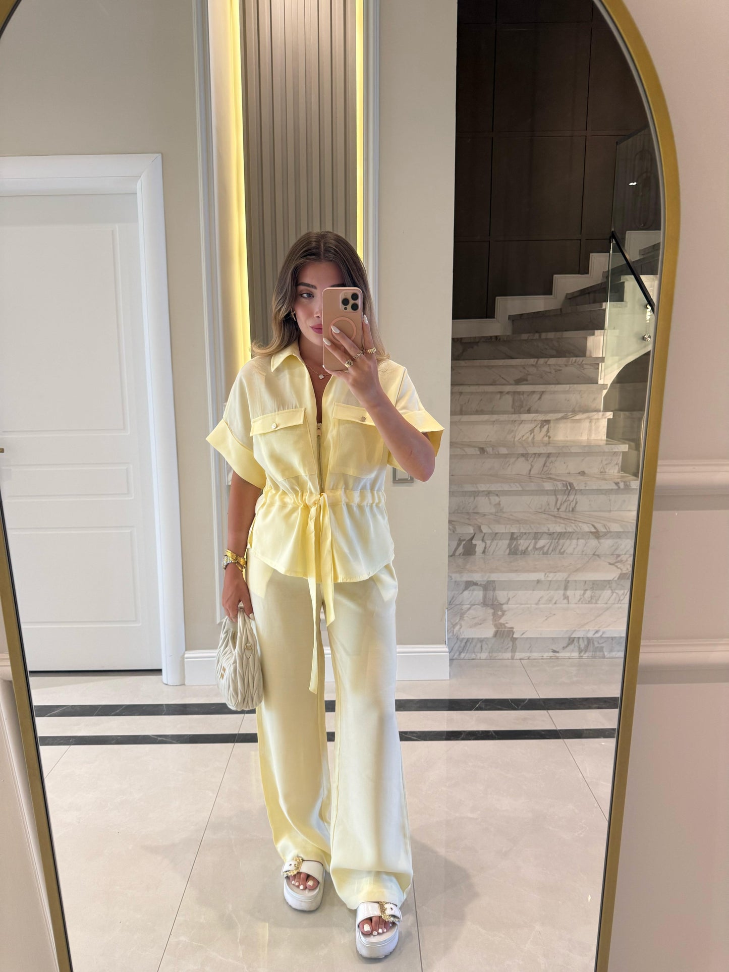 طقم عملي اصفر بأزرار ذهبية - KP1319