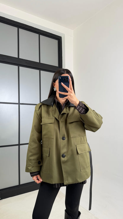 جكيت زيتي بحزام - KP7172