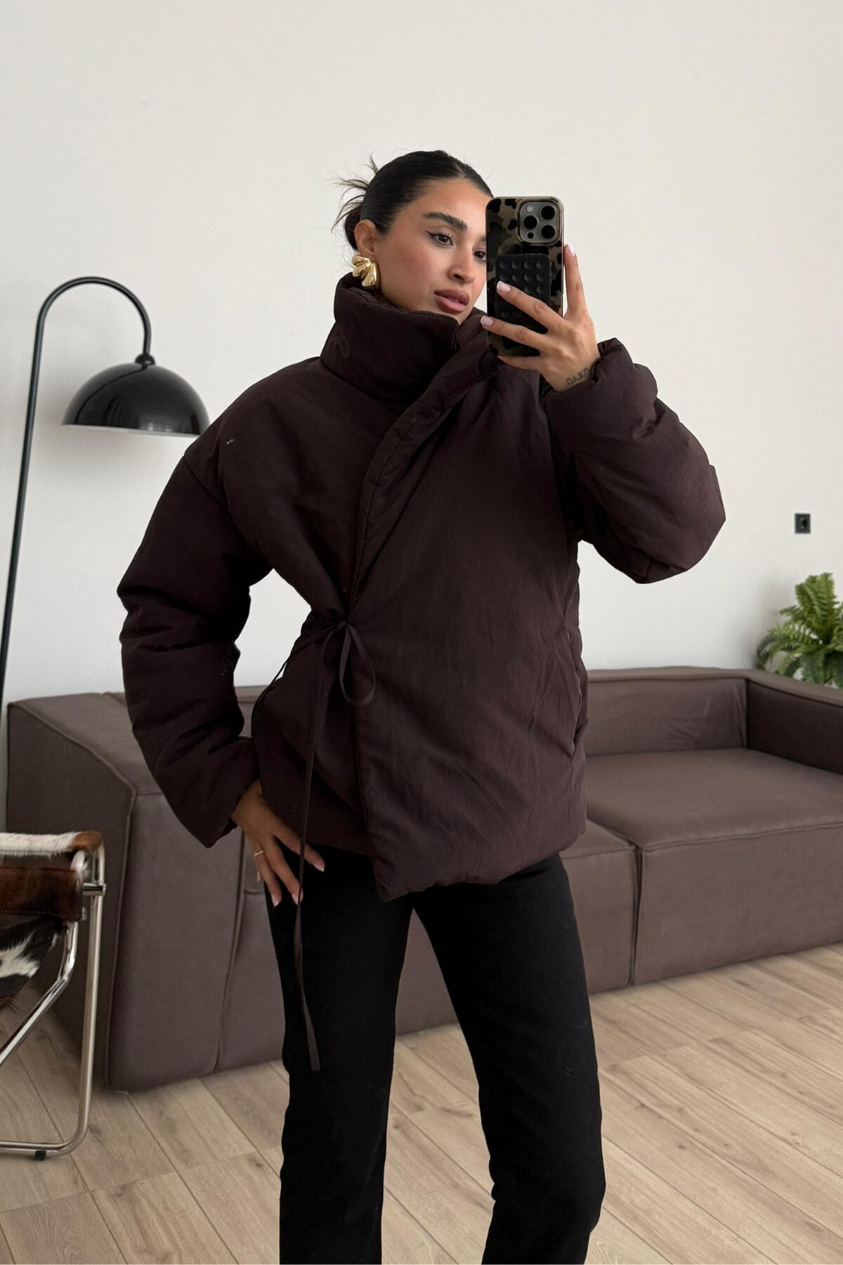 جكيت كبوت ربط بني - KP7201